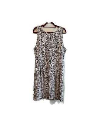 Vintage Sz. 18 LOFT Black and White Textured Leopard Animal Print Ponte A-Line D